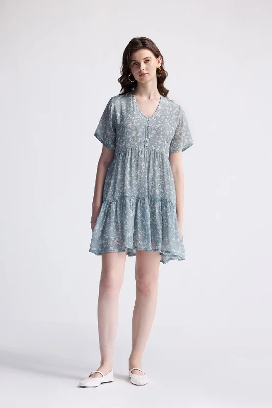 Reistor Floral Short Tiered Dress
