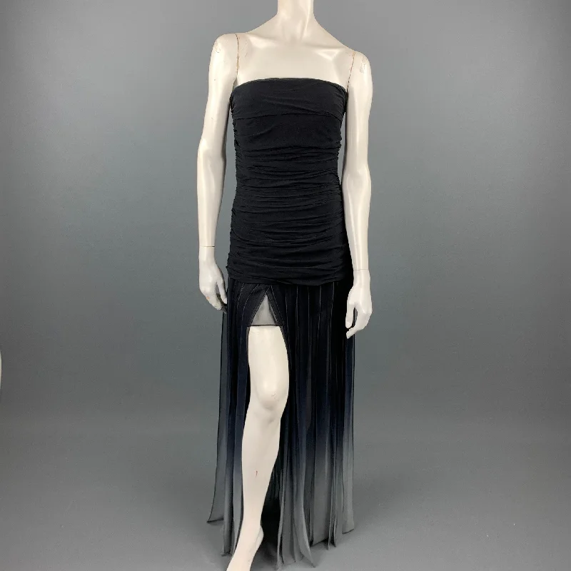 BCBGAXAZRIA Size 6 Black Ombre Chiffon Silk Cocktail Dress
