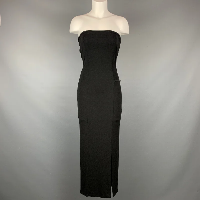 ZAMASPORT for GUCCI Size 2 Black Rayon Strapless Long Dress