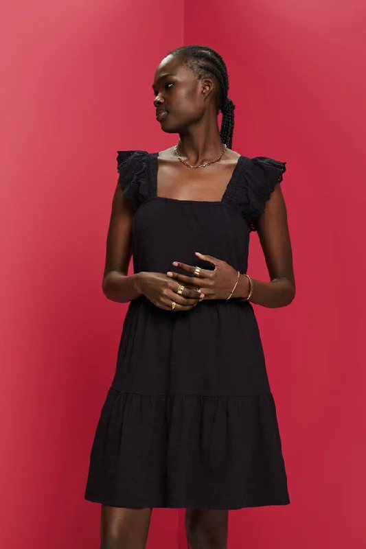 Esprit Jersey Dress with Embroidered Lace Sleeves