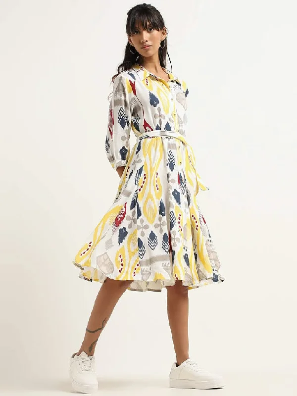 Bombay Paisley White Printed Cotton Dress