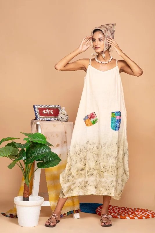 Bageeya “Tulip” Natural Dyed Khadi Organic Cotton Strap Dress| Crafted with Sacred Temple Rose Bageeya “Tulip” Natural Dyed Khadi Organic Cotton Strap Dress| Crafted with Sacred Temple Rose