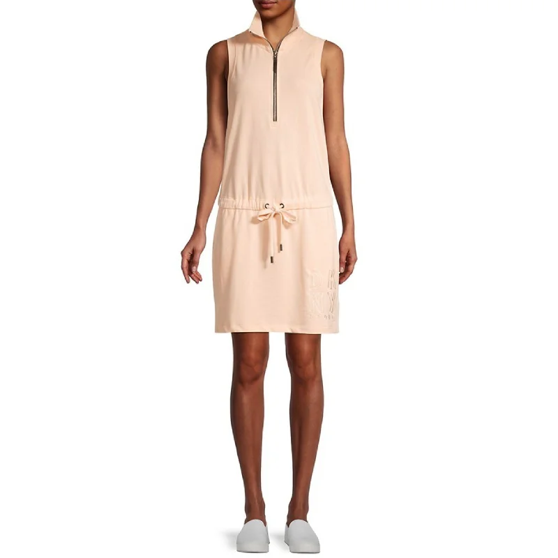 DKNY Sleeveless Drawstring Dress - Peach