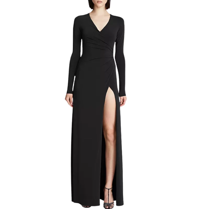 HALSTON - Women's Sydney Ruched Jersey Long Dress