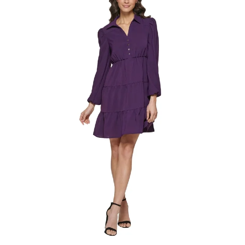 KENSIE - Collared Tiered Shift Dress