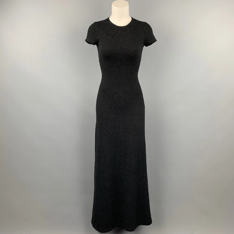 RALPH LAUREN Black Label Size XS Black Knitted Cashmere Long Dress