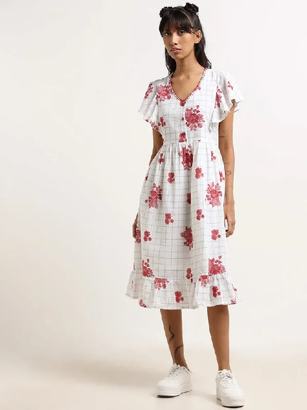 Bombay Paisley White Floral Cotton Dress