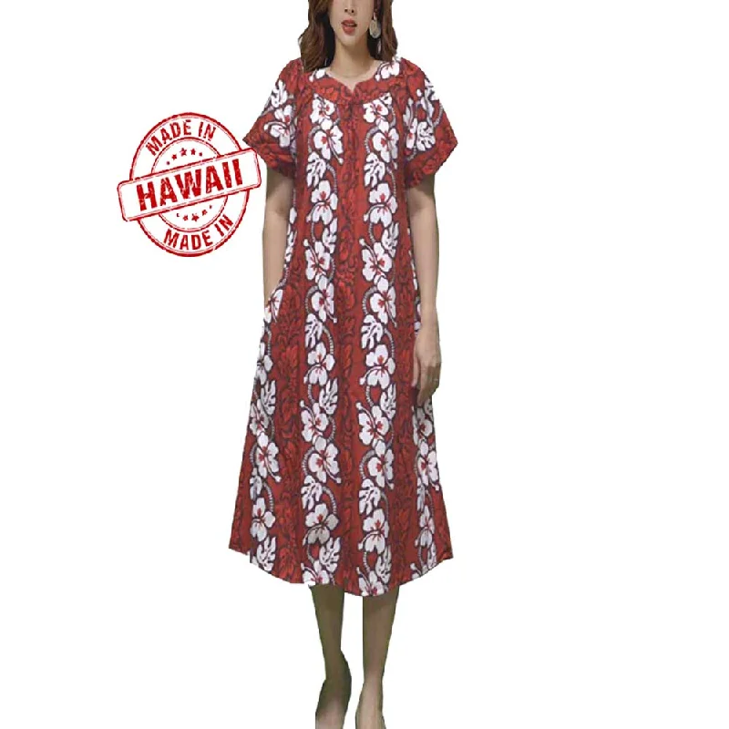 White Hibiscus Hawaiian Muumuu Dress Plus Size