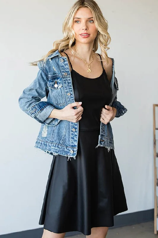 BK Brand Faux Leather Skater Dress