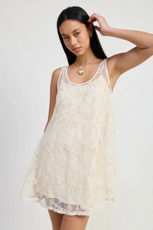 Mini Floral Crochet Dress