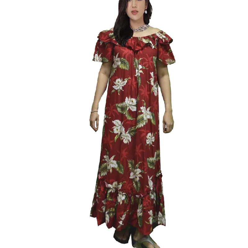 White Orchid Long Muumuu Dress Made In Hawaii