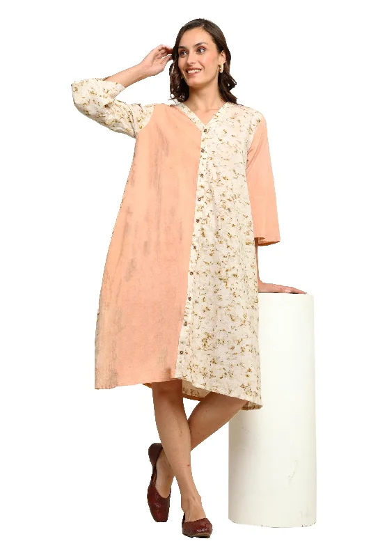 Bageeya "Sunrise Meadow" Natural Dyed Handcrafted Handwoven cotton Button Down dress | Crafted with Sacred temple Marigold and herbs Bageeya "Sunrise Meadow" Natural Dyed Handcrafted Handwoven cotton Button Down dress | Crafted with Sacred temple Marigold and herbs