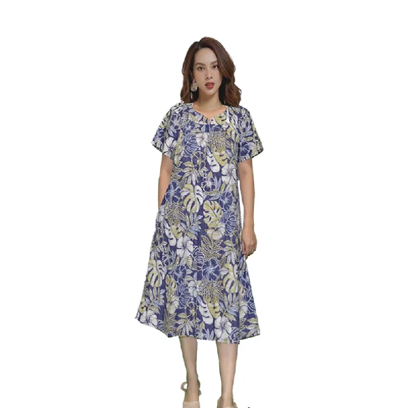 Vintage Monstera Hawaiian Muumuu Dress Plus Size
