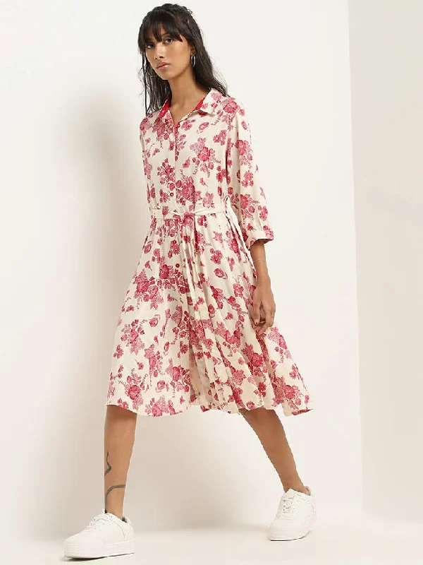 Bombay Paisley White Floral Cotton Dress
