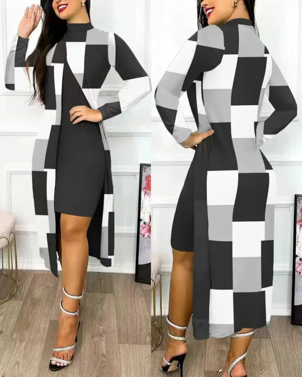 Women's Casual Sleeveless Irregular Dress, Solid Round Neck, Sleeveless Split Dress, Summer Fashion, 2024