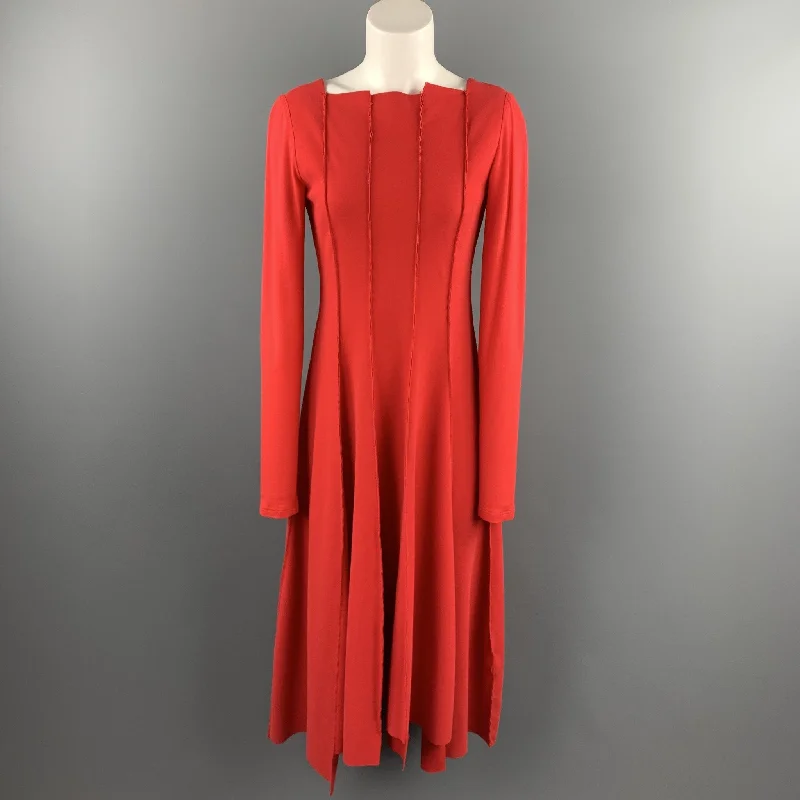 ANETT ROSTEL Size 6 Red Cotton Asymmetrical Long Dress