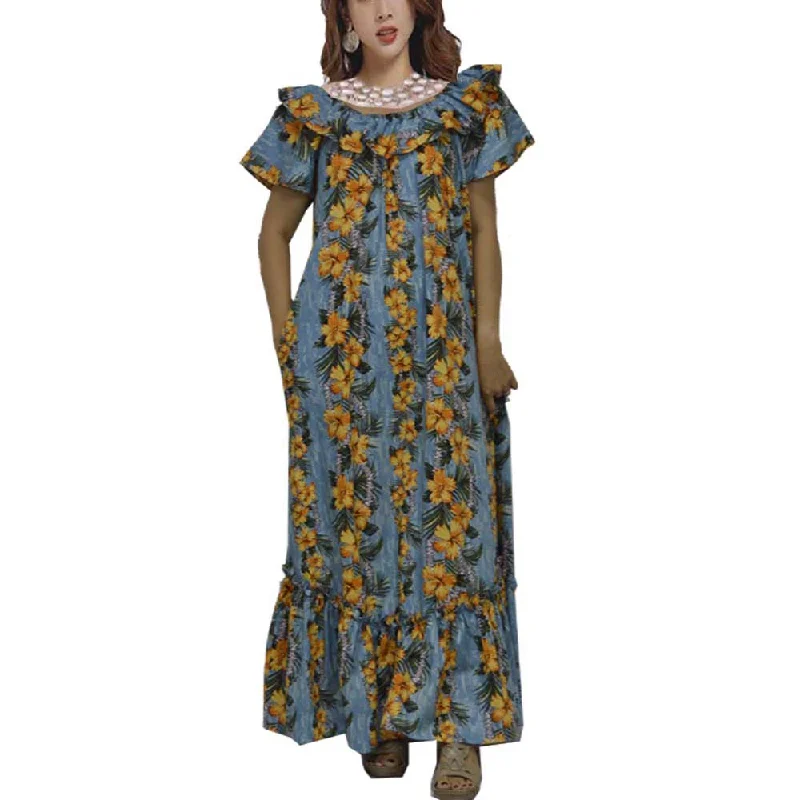 Lei of Aloha Long Muumuu Dress Made In Hawaii USA