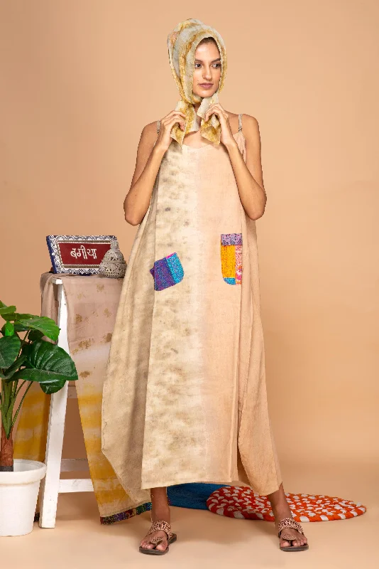 Bageeya “Hibiscus” Natural Dyed Khadi Organic Cotton Strap Dress| Crafted with Sacred Temple Rose and Catechu Bageeya “Hibiscus” Natural Dyed Khadi Organic Cotton Strap Dress| Crafted with Sacred Temple Rose and Catechu
