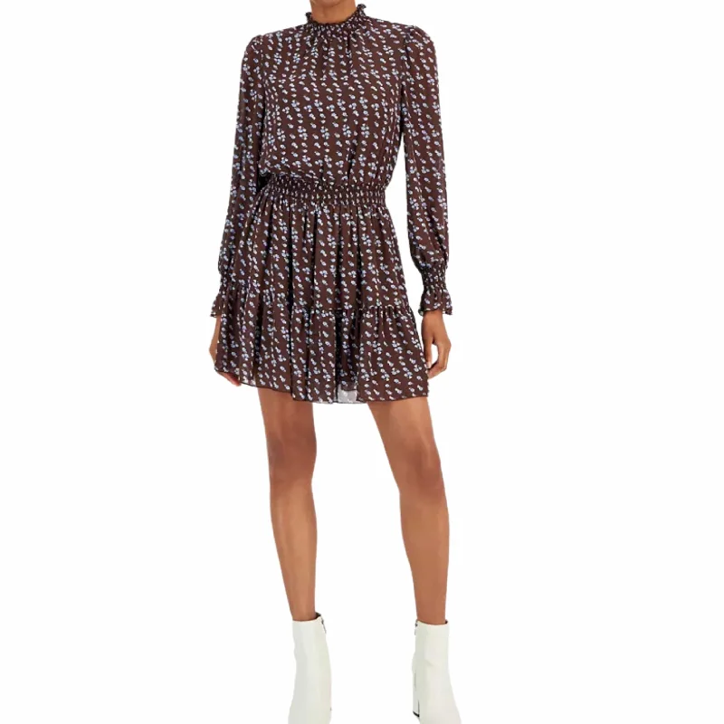 LUCY PARIS - Mock Neck Floral-Print Dress