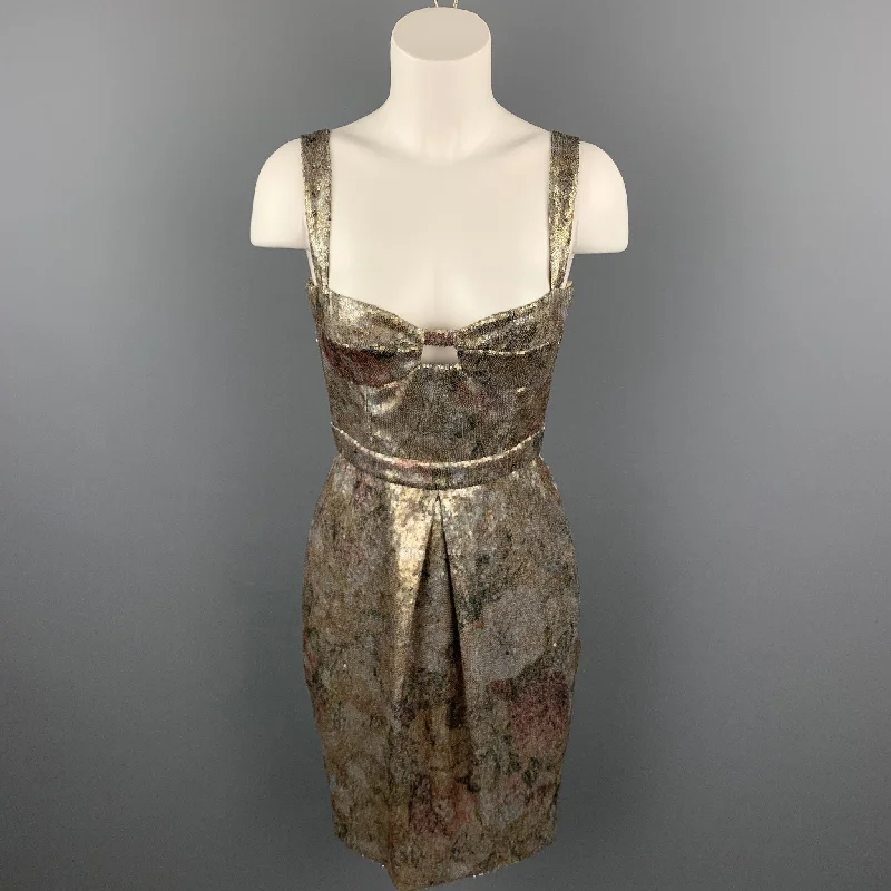 BURBERRY PRORSUM Size 4 Gold Sequined Polyester Sheath Dress