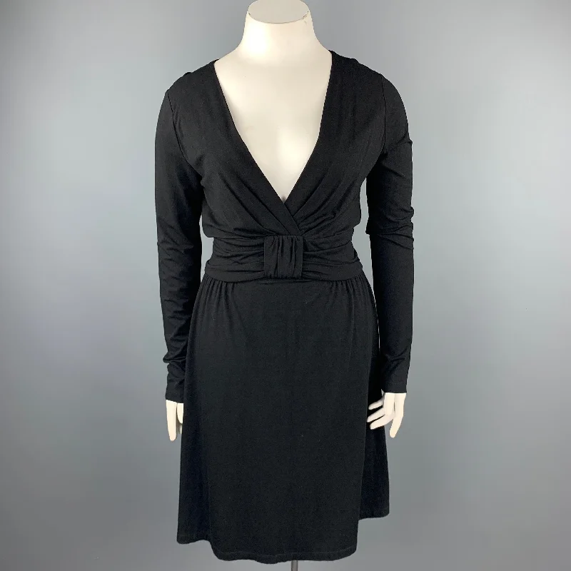 LOVE MOSCHINO Size 12 Black Viscose Long Sleeve Sheath Dress