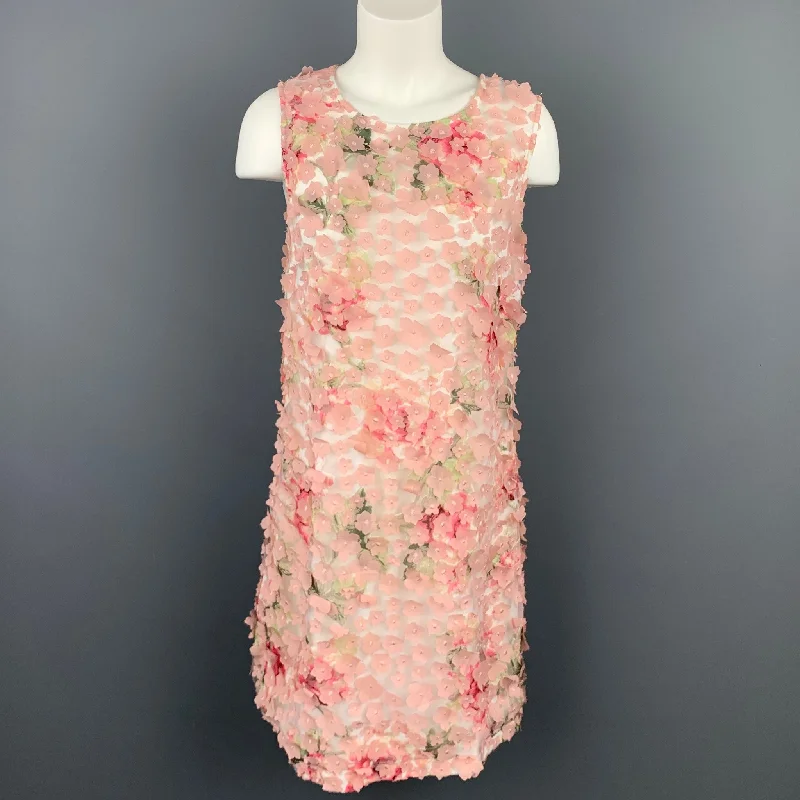 KARL LAGERFELD Size 12 Pink Floral Polyester Sheath Dress