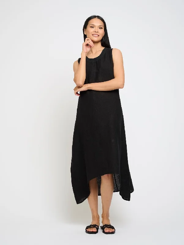 Sleeveless Maxi Linen Dress - Black