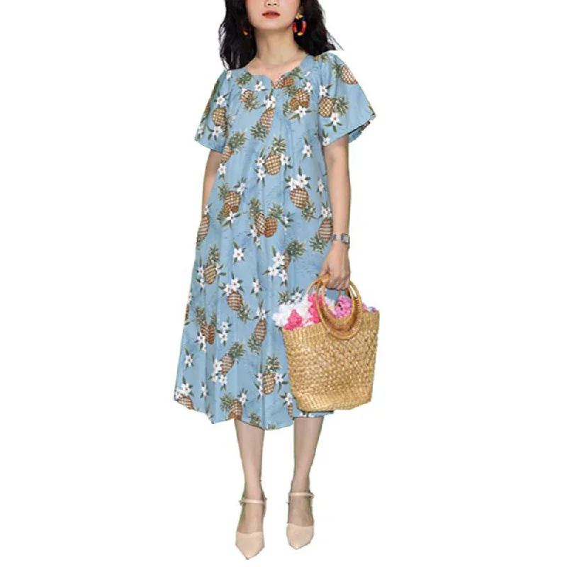 Pineapple Hawaiian Muumuu Dress Plus Size