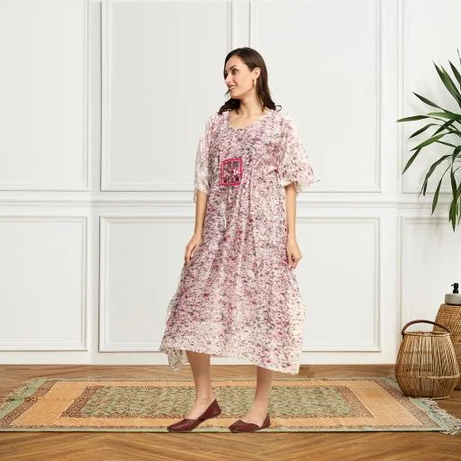 Bageeya “Pink Lemonade” Natural Dyed Handcrafted Handwoven Chanderi Cocktail dress | Crafted with lac and Indigo Bageeya “Pink Lemonade” Natural Dyed Handcrafted Handwoven Chanderi Cocktail dress | Crafted with lac and Indigo