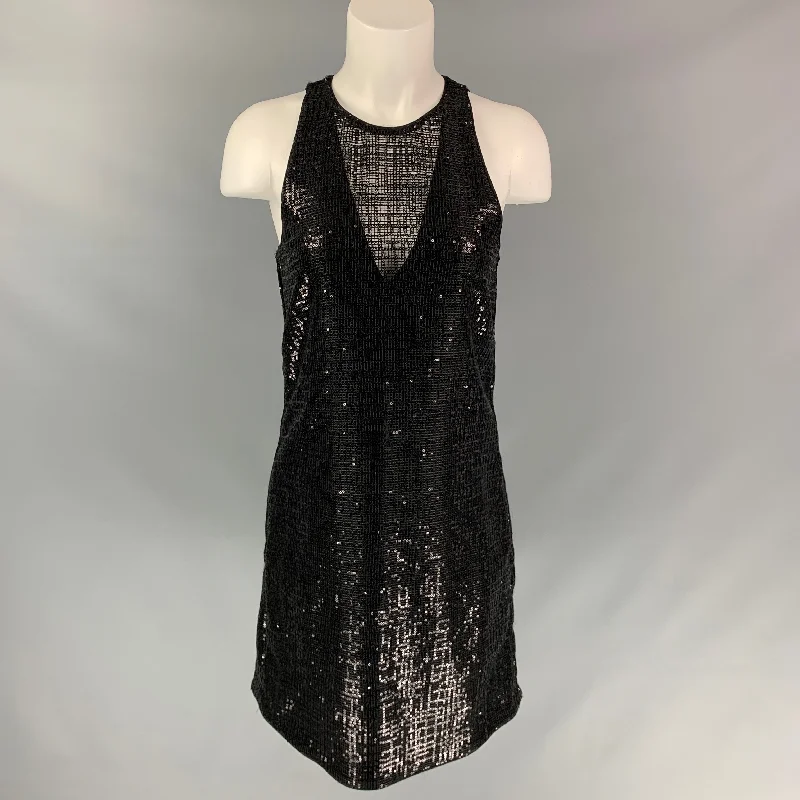 EMPORIO ARMANI Size S Black Sequined Strapless Dress