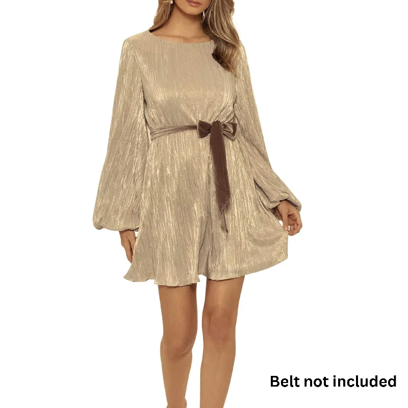 BETSY & ADAM - Metallic Pleated Dress No Belt