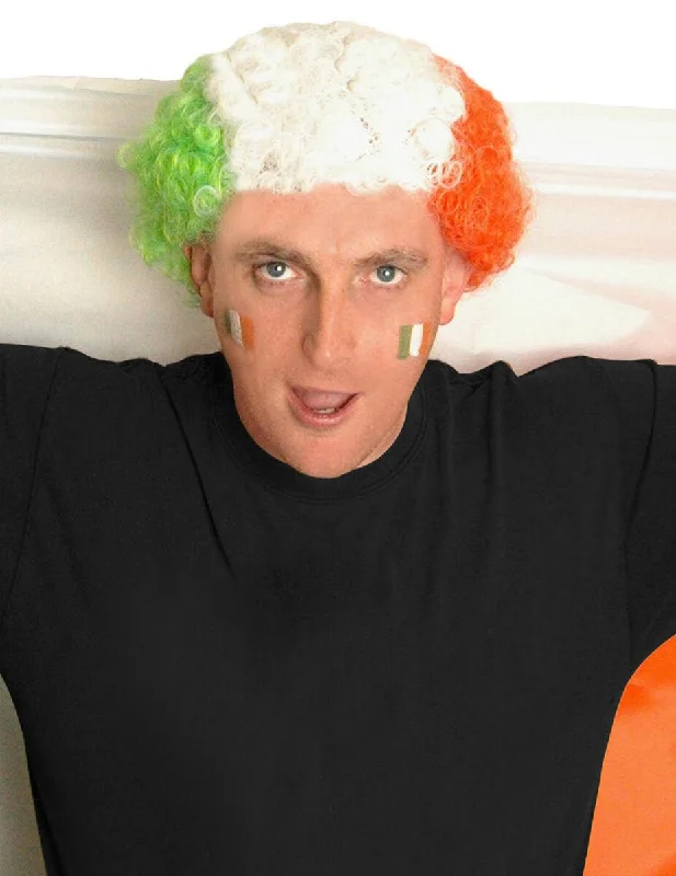Unisex Irish National Flag Style Curly Wig Afro Hair Fancy Dress Party Accessory