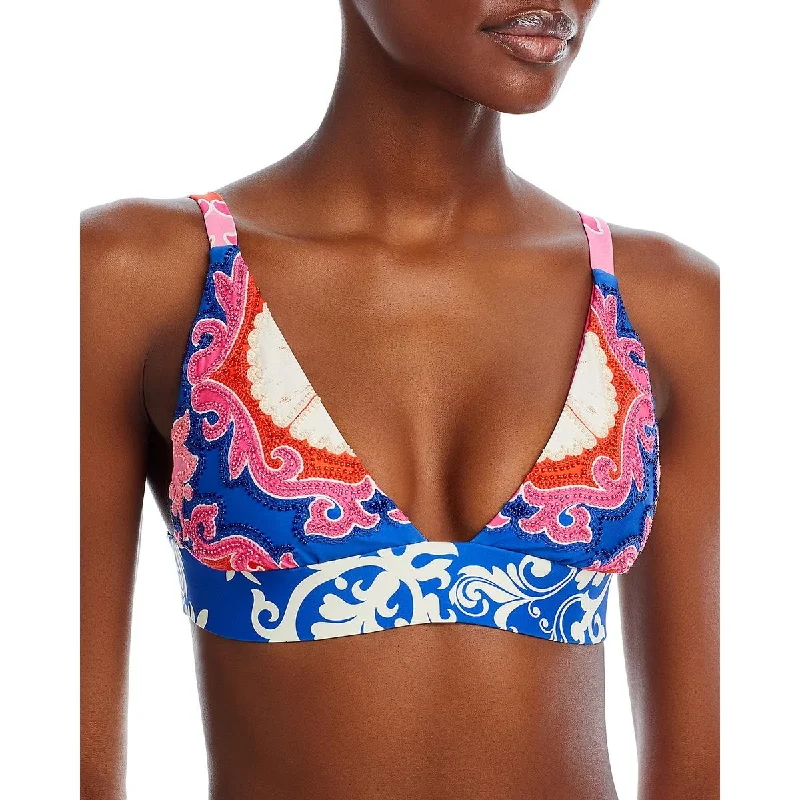 Agua Bendita Womens Megan Eames Embellished  Bikini Swim top Classic One-Piece