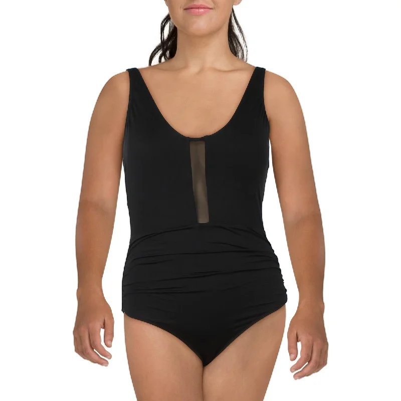 Anne Cole Womens Solid Nylon One-Piece Swimsuit