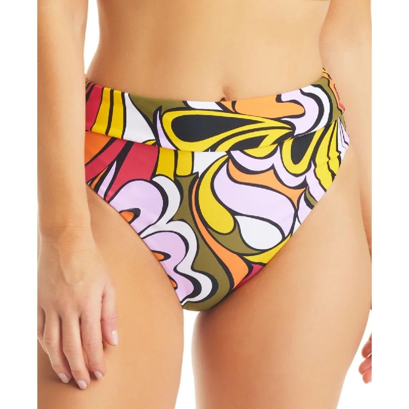 Bar III Womens Printed High-Rise Swim Bottom Separates Mesh Swimsuit Top