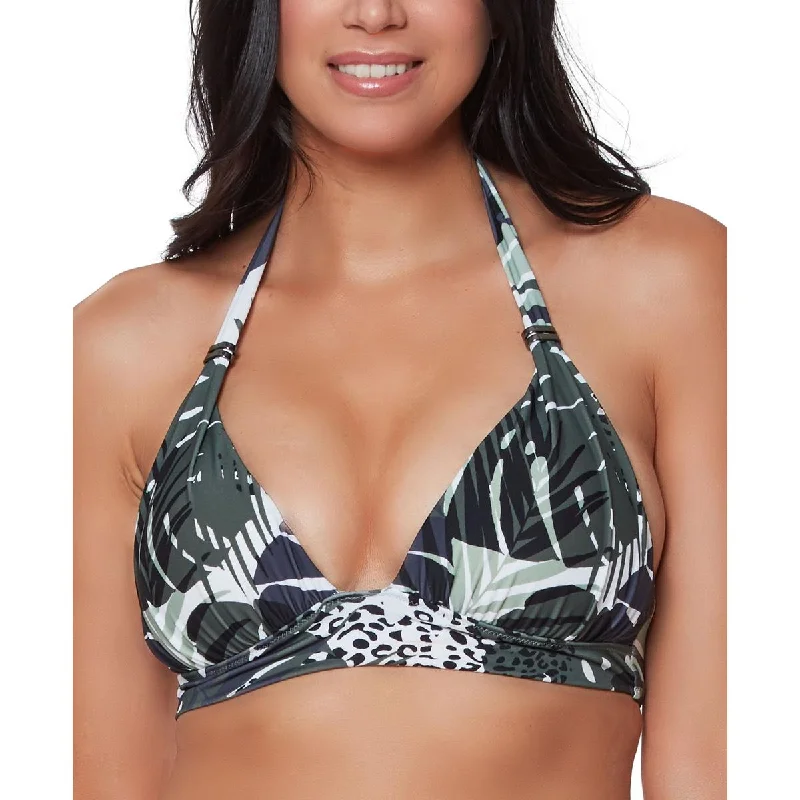Bar III Womens Printed Halter Bikini Swim top Comfortable Swim Dress