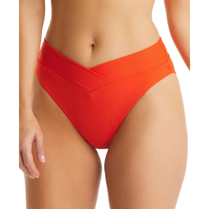 Bar III Womens Ribbed Bikini Swim Bottom Separates Ruched Swimwear Set