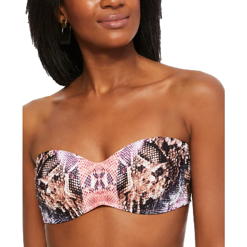 Bar III Womens Snake Bikini Bikini Swim top Bold High-Cut Bikini