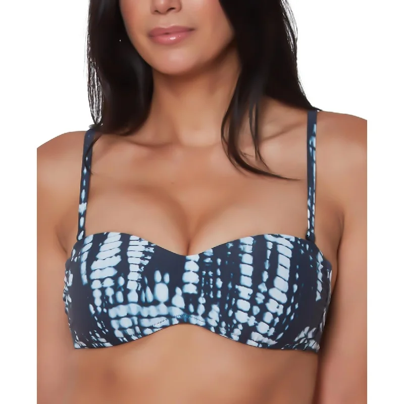 Bar III Womens Tie-Dye Printed Bikini Swim top Elegant Ruffle Swimsuit