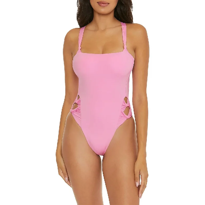 Becca Womens Solid Nylon One-Piece Swimsuit