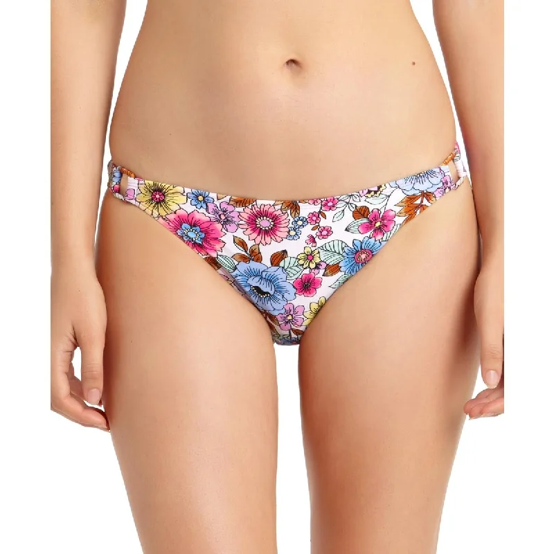 California Waves Womens Floral Print Ring Detail Swim Bottom Separates