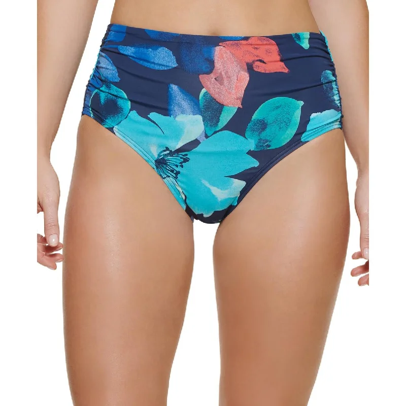 Calvin Klein Womens Printed Nylon Swim Bottom Separates Timeless Black Bikini