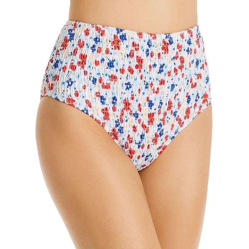 Charlie Holiday Womens Smocked High Waist Swim Bottom Separates Swim Skirt Set