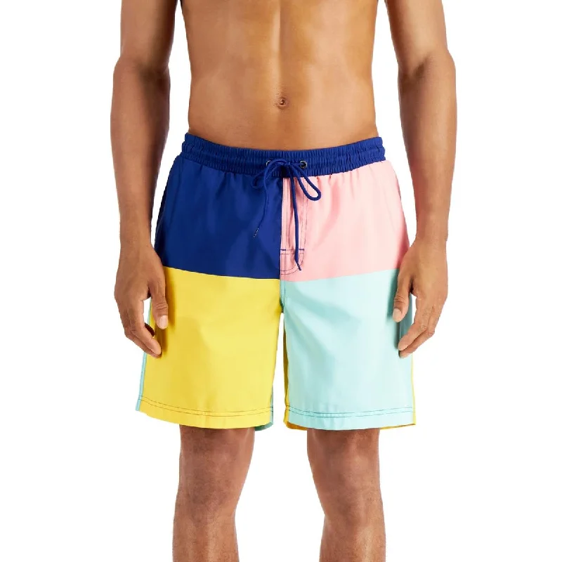 Club Room Mens Big & Tall Colorblock Drawstring Swim Trunks