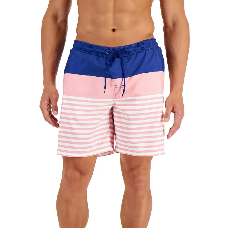 Club Room Mens Colorblock Pockets Swim Trunks