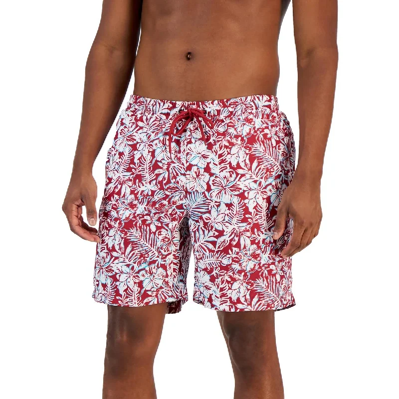 Club Room Mens Mahalo Printed Polyester Swim Trunks