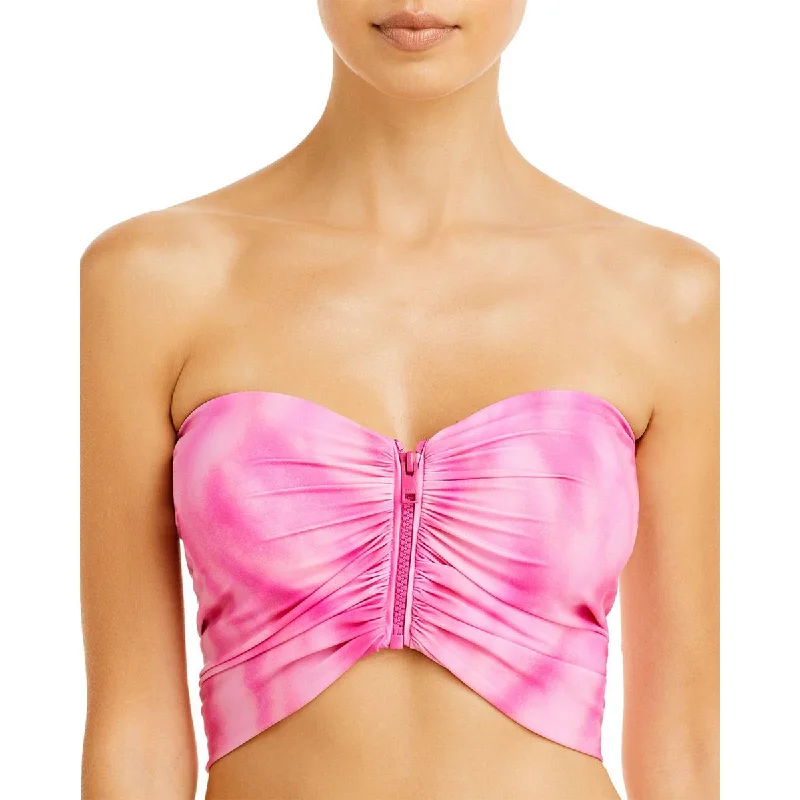 Ganni Womens Tie-Dye Strapless Bikini Swim Top Tropical Print One-Piece