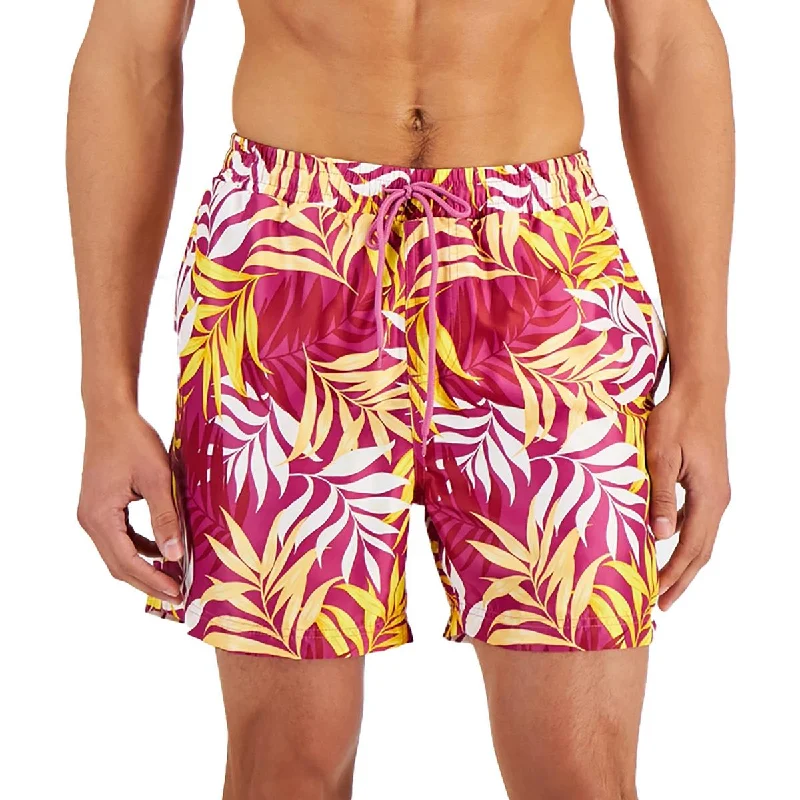 INC Mens 5" Inseam Palm Leaves Swim Trunks