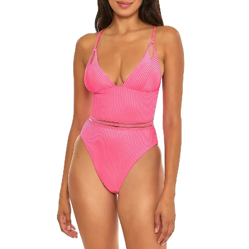 Isabella Rose Womens Queensland High Leg Ribbed Nylon One-Piece Swimsuit Summer Ready Swimsuit Isabella Rose Womens Queensland High Leg Ribbed Nylon One-Piece Swimsuit Summer Ready Swimsuit