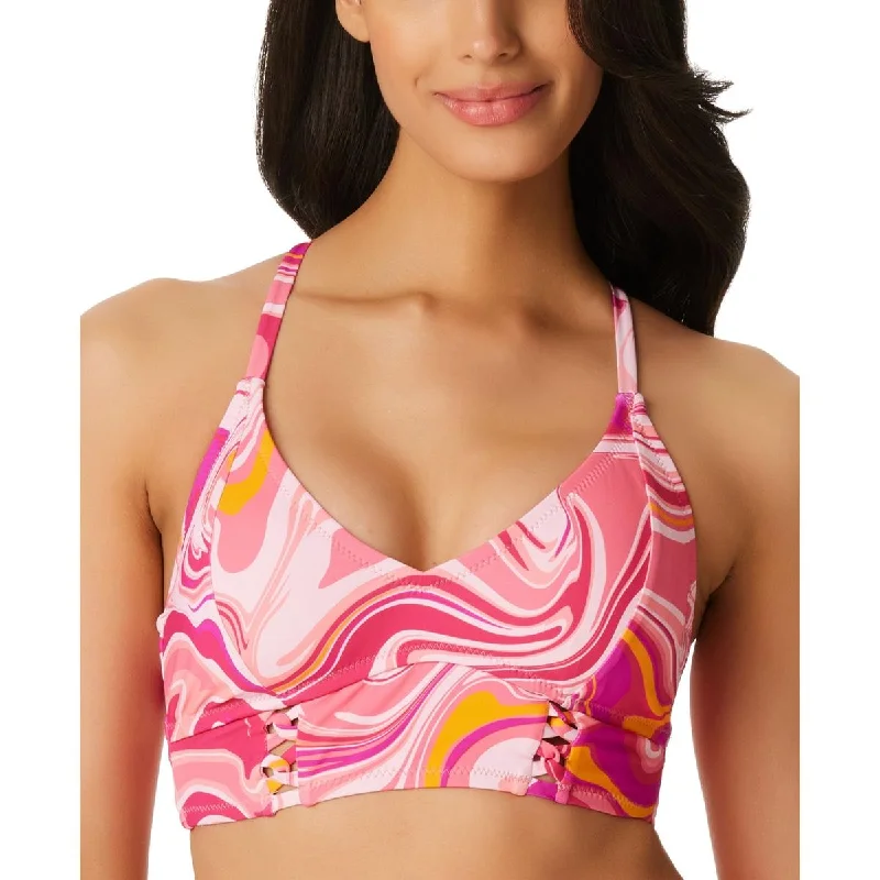 Jessica Simpson Womens Printed Strappy Bikini Swim top Tropical Print One-Piece